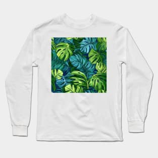 variegated monstera pattern Long Sleeve T-Shirt